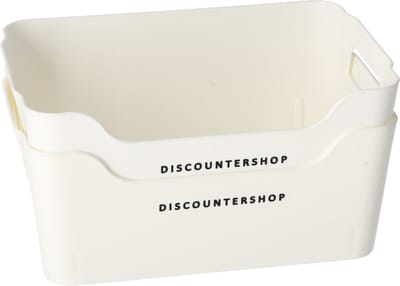 Opbergmanden 1.8 L Set van 2 Stapelbare Witte - Organizer en Opbergbox voor Kasten en Planken - 20x13,8x8 cm
