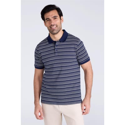 Mountain Warehouse Heren Wren Stripe Katoenen Poloshirt (Donkerblauw)