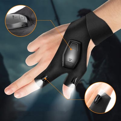 2 x Vishandschoenen - Met zaklamp - USB-kabel - Outdoor vishandschoenen - Kamperen Fietsen Hardlopen