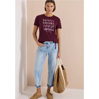 Shirt met korte mouwen en burn-out look
