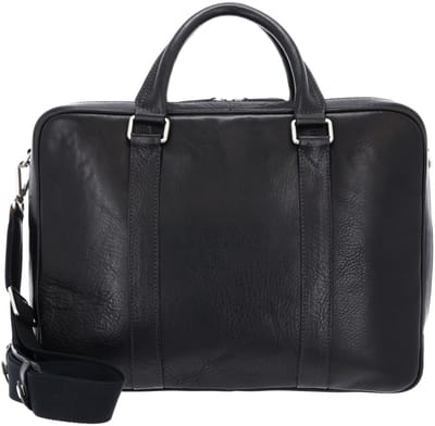 LEONHARD HEYDEN Leren business tas laptoptas met laptopvak Bergamo RV-Aktenmappe 2 Fächer 6851 Schwarz zwart