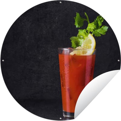 Tuincirkel Drank - Glas - Bloody Mary - Rood - 60x60 cm - Ronde Tuinposter - Buiten