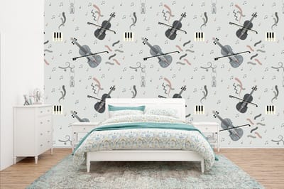 Behang - Fotobehang Patroon - Muziek - Viool - Breedte 400 cm x hoogte 240 cm