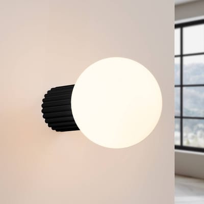 SOLLUX LIGHTING wandlamp ORBI, zwart, glas/metaal, Ø 12 cm, IP44, G9