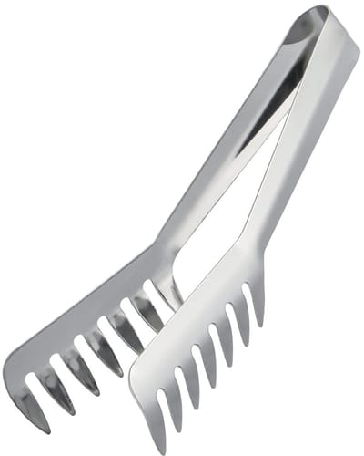 Ynkkvre - Spaghettitang - Pastatang - Keukentang - Serveertang - Saladetang - Vleestang - Roestvrij Staal Tang - Universele Tang - 7-Tand Grip voor Glad & Nat Voedsel - 430 Roestvrij Staal & Vaatwasserbestendig - Ideaal voor Pasta, Salade & BBQ