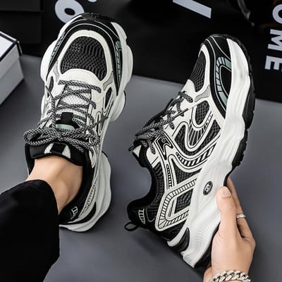 Heren Mesh Sneakers Zomer Outdoor Ademend Platform Casual Trainingsschoenen Mode Ontwerper Basketbalschoenen Hombre 43 zwart