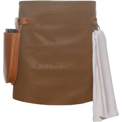 (6 Stuks) KARLOWSKY Schort met Leren Voorbinder - Caramel Bruin