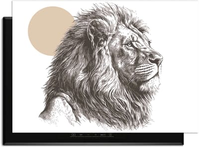 KitchenArt - Majestic Lion - Inductie Beschermer - 83x51.5 cm - Kookplaat Beschermer - Luxe Afdekplaat Inductieplaat - Anti-slip & Oprolbaar - Beschermmat Inductiekookplaat
