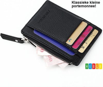 Mini-Portemonnee/Creditcardhouder/Pasjeshouder - Trendy & Zwart (portomonee)- van Heble®