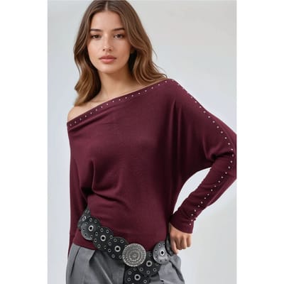 Bootneck Blouse met Steenaccessoire