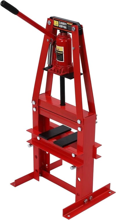 Werkplaatspers - Framepers Pers - Onderdelen Installeren - 6 Ton Hydraulisch - 74.5 cm Hoog - Rood
