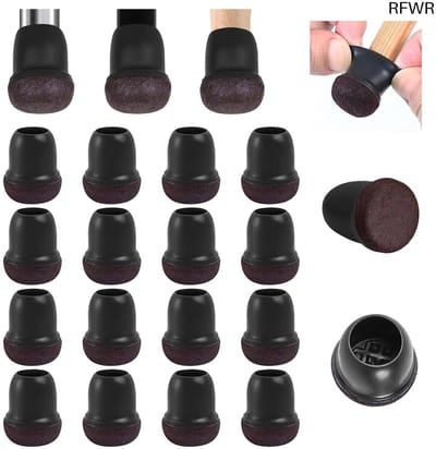RFWR® Siliconen stoelbeen vloerbeschermers - 16 stuks rubbere caps met vilten pads voor hardhouten vloeren
