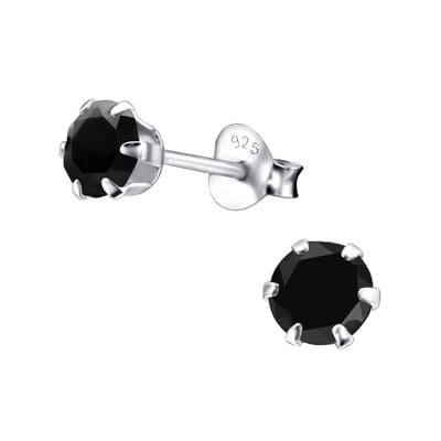 Amanto Oorbellen Elka Jet - 925 Zilver E-coating - ∅5mm