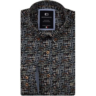 Giordano Overhemd Brando Button-Down Soft Twill Geometric Stripe Fantasy Groen-Multi / male