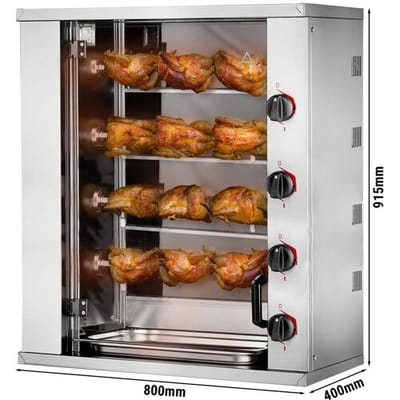 GGM Gastro Elektro Mini-Hähnchengrill - 8,8 kW - mit 4 Spießen für bis zu 12 Hähnchen Zilver