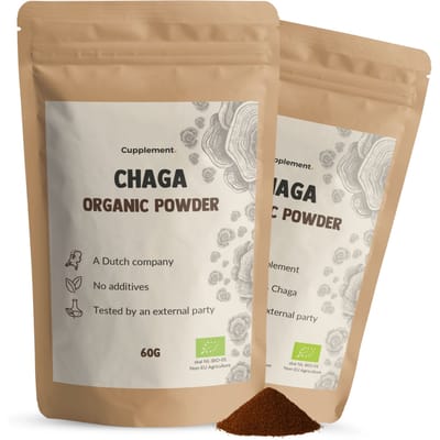 GOYU Chaga Poeder Biologisch Combideal 2x 60 gram - Paddenstoel mushroom -Vegan - Zonder toevoegingen - Lab getest - 30 dagen voorraad per zakje
