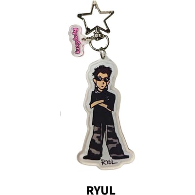 ApopGong × Lngshot 4SHOW BOSHOW Style Hip-hop Vintage Dessin Animé Porte-clés Acrylique RYUL gray