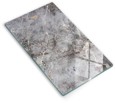 Wallfluent Spatscherm Keuken - Grijs Glasplaat Keuken - 30x52 cm - Steentextuur Achterwand Glasplaat Keuken - Natuurlijke patronen Rechthoekig Spatscherm Keuken