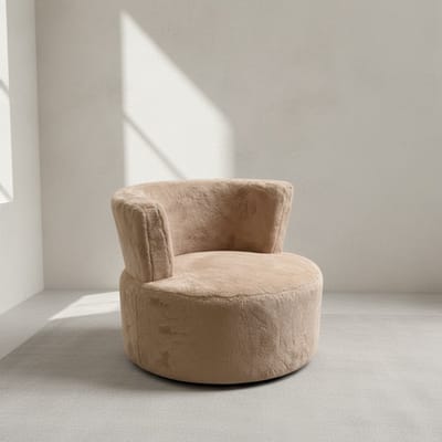 laizy chair - super soft Fluffy stof - 80cm dia - taupe
