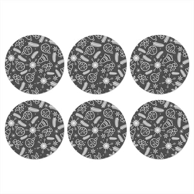 Onderzetters voor glazen - Rond - Patronen - Kerstmis - Decoratie - 10x10 cm - Glasonderzetters - 6 stuks - Tafeldecoratie Kerstmis - Kerstdecoratie tafel - Tafelversiering