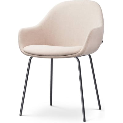 Nolon Nora-Mae Eetkamerstoel Beige - met Armleuning - Stof - Zwart Onderstel - Design - Scandinavisch - Comfortabel