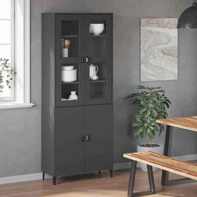 vidaXL - Opzetkast - VIKEN - bewerkt - hout - antracietgrijs