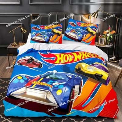 Monster Truck Hot Wheel Beddengoed Set Beddengoed Set Met Kussensloop Dekbedovertrek Zacht Eenpersoons Tweepersoons Queen Super King Size US Full(200*230cm)3pcs