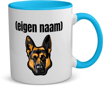 Akyol - hondenkop met eigen naam koffiemok - theemok - blauw - Honden - honden liefhebbers - iemand die houdt van honden - verjaardag - cadeau - kado - 350 ML inhoud