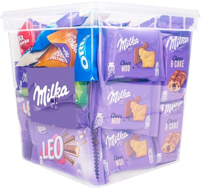 Milka Snack Box XL voordeelpakket - mix van chocolade en koekjes - Milka Leo, Milka Favourites, Milka Choco Moo en meer! - 1143g