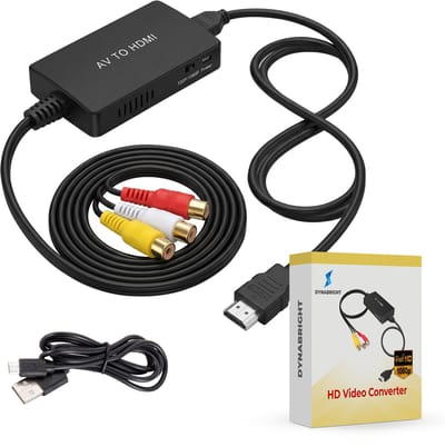 Dynabright AV naar HDMI Adapter – RCA naar HDMI Converter – 720 & 1080p – USB Kabel – Plug & Play - Tulp naar HDMI - Compatibel met HDTV's, Monitoren, Projectoren