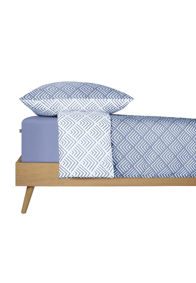 Tweedelige set omkeerbaar beddengoed Renforcé, lichtblauw met patroon - SCHIESSER Home 135*200