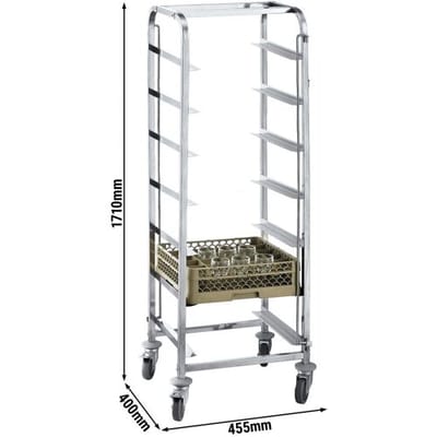 GGM Gastro Edelstahl Geschirrkorbwagen - für 7 Körbe Korbmaße: 400x400mm Zilver
