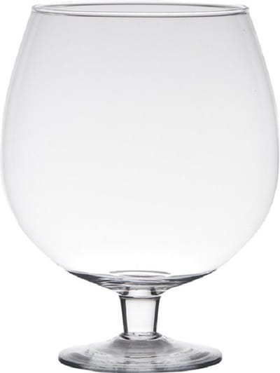 Hakbijl Glass Vaas Brandy - 20 cm - op voet - bloemenvaas - terrarium