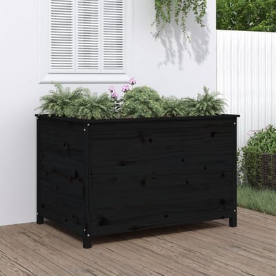 vidaXL - Plantenbak - verhoogd - 119,5x82,5x78 - cm - massief - grenenhout - zwart
