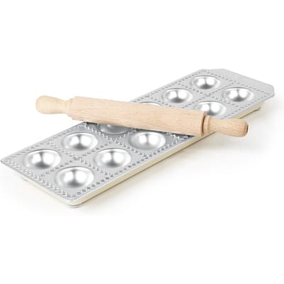 Vorm met deegroller voor het maken van ronde ravioli-kussentjes, 12 stuks, Hendi 975541