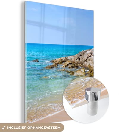 MuchoWow® Glasschilderij 30x40 cm - Schilderij acrylglas - Strand - Zee - Tropisch - Zomer - Foto op glas - Schilderijen