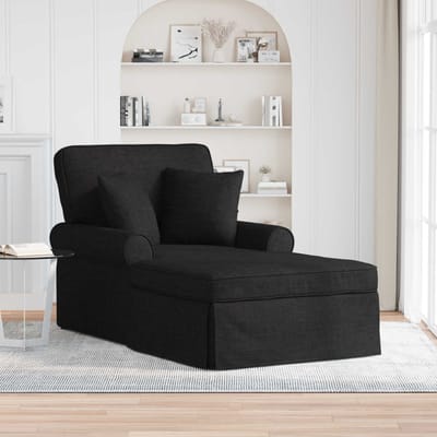 vidaXL - Chaise - Lounge - met - Rok - 3 - st - Zwart - Stof - 91 - x - 157 - x - 91 - cm