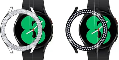 Strap-it Bundel van 2 Diamond PC Hard Cases (Zwart & Zilver) - Geschikt voor Samsung Galaxy Watch 4 40mm - Schokbestendige hoes - Krasbestendige schermbeschermer - Stijlvolle en duurzame bescherming - Bundel