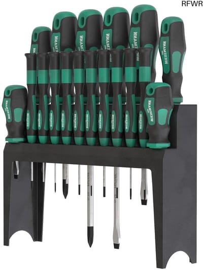 RFWR® 18-delige Schroevendraaier Set met Houder – Lang, Kort en Fijnmechaniek Schroevendraaiers met Magnetische Punt