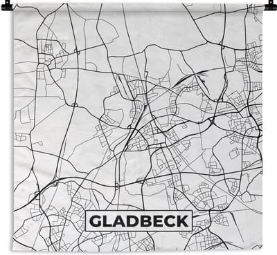 Wandkleed - Wanddoek - Gladbeck - Plattegrond - Kaart - Stadskaart - 90x90 cm - Wandtapijt