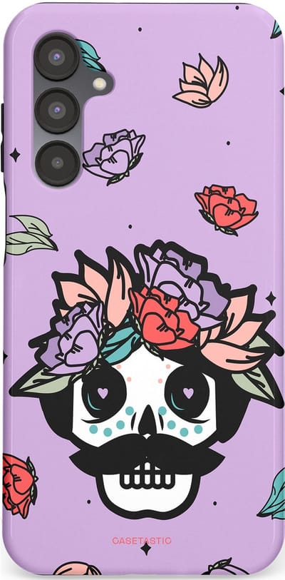 Casetastic Hoesje Geschikt voor Samsung A16 - Stijlvolle Beschermende Duo-layer Case - Schedel Snor