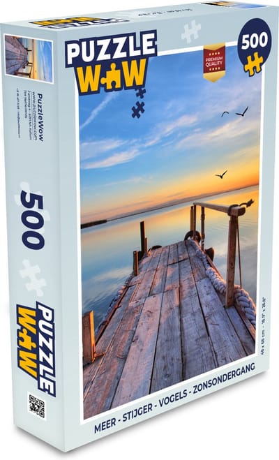 Puzzel Water - Steiger - Vogels - Zonsondergang - Horizon - Legpuzzel - Puzzel 500 stukjes