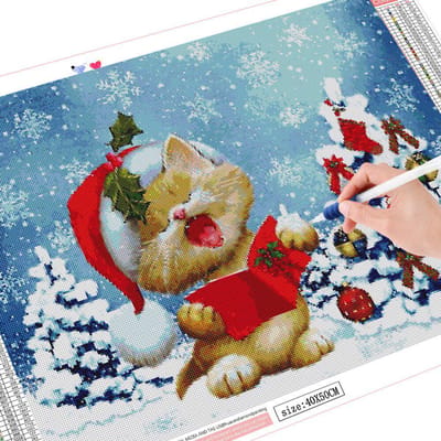 Diamond Painting Cartoon Steentjes Foto's Diamond Borduren Kat Diamant 20X30CM