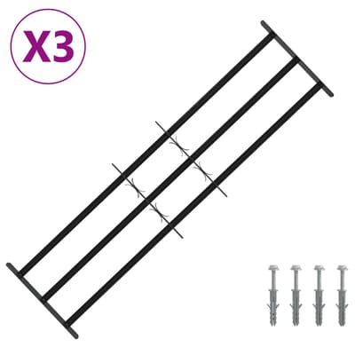 vidaXL - Beveiligingsrooster - voor - ramen - met - 3 - kruisbalken - 3 - st - 93-174 - cm