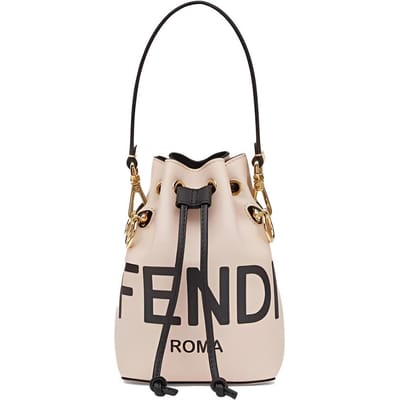 Fendi Mon Tresor Logo Print Leer Mini Crossbody Tas Dames tassen Lichtroze Zwart 8BS010AEHRF1CN7 Basic Set (Bag+Dust Bag) beige