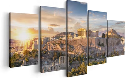 Artaza Canvas Schilderij Vijfluik Akropolis van Athene, Griekenland - Architectuur  - 100x50 - Foto Op Canvas - Canvas Print