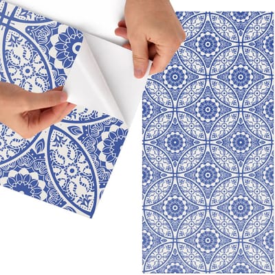 Tulup Meubelfolie - Siertegels Plakfolie Meubels - 75x150 cm - Blauw Meubelfolie - Meubel Wrap Folie - Geometrische Meubelfolie - Plakfolie Meubels - Keuken decoratie - Achtergronden en patronen