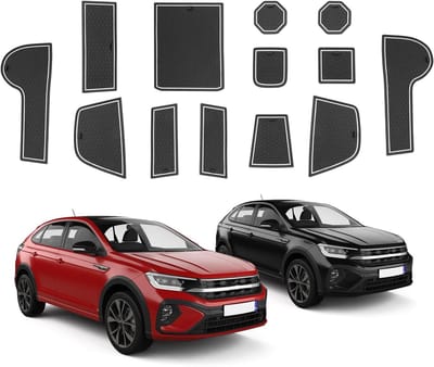 Non-slip rubberen matten voor VW Taigo/Nivus 2021-2025, voor console, bekerhouder en opbergruimtes, schokabsorberend en geluidsreducerend