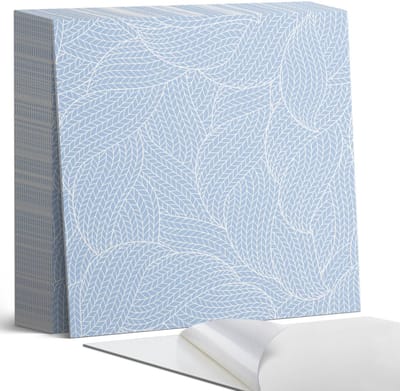 Coloray Plaktegels - Bladpatroon in golven Zelfklevende Tegels - 20 cm x 20 cm - Blauw Plaktegels - 20 stuks - Vierkant PVC Tegels - Plaktegels Badkamer - Plaktegels Vloer - Vinyl Tegels Zelfklevend - Wandtegel Zelfklevend