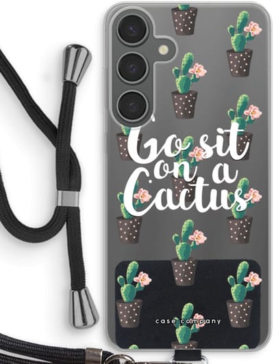 Case Company® - Hoesje met koord geschikt voor Samsung Galaxy S24 Plus hoesje met Koord - Cactus quote - Telefoonhoesje met Zwart Koord - Bescherming aan alle Kanten en Over de Schermrand